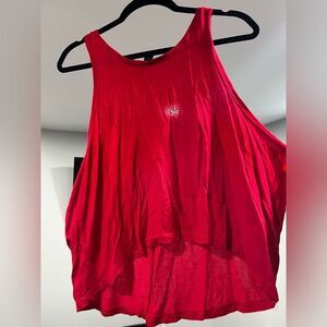 Forever 21 Red High/Low Wide Arm Tank Top